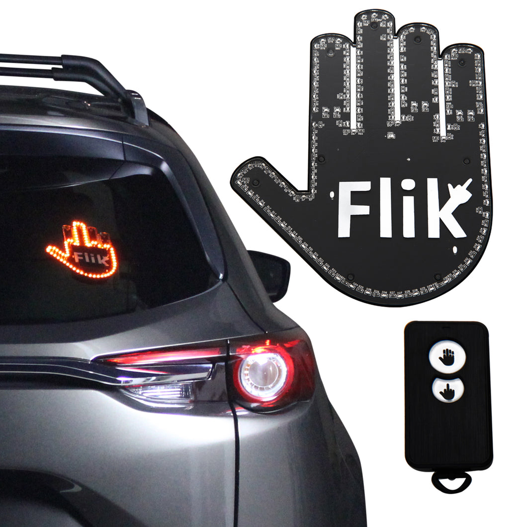 FLIK Original Middle Finger Light - Give The Bird & Wave to Drivers - Hottest Gifted Car Accessories, Truck Accessories, Car Gadgets & Road Rage Signs for Men, Women, & Teens - Funny Back Window Sign…