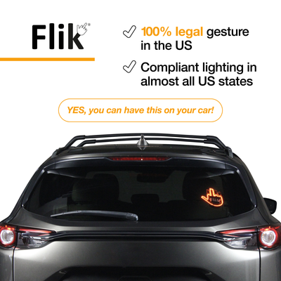 FLIK Original Middle Finger Light - Give The Bird & Wave to Drivers - Hottest Gifted Car Accessories, Truck Accessories, Car Gadgets & Road Rage Signs for Men, Women, & Teens - Funny Back Window Sign…